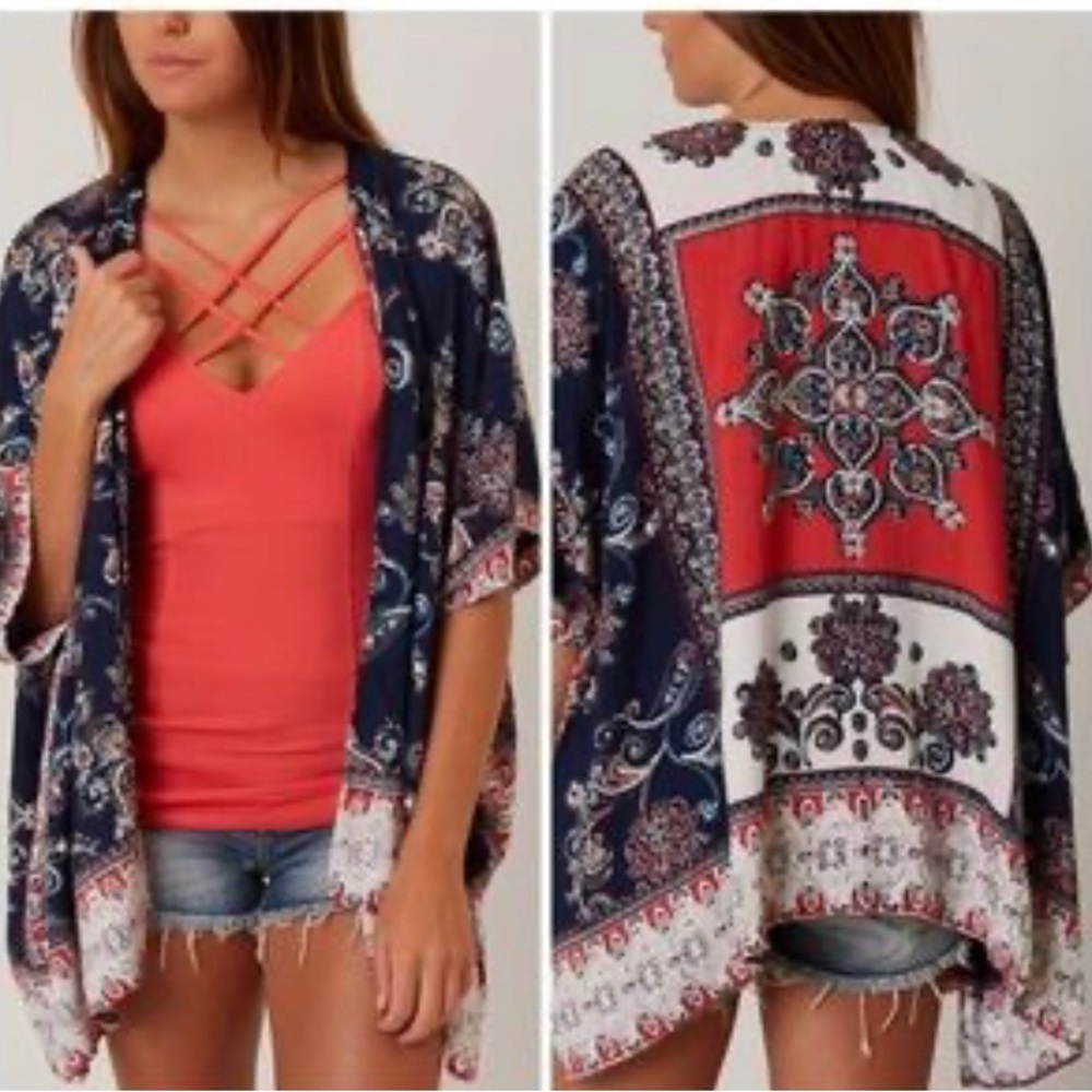 Angie Boho Printed Kimono, Size M